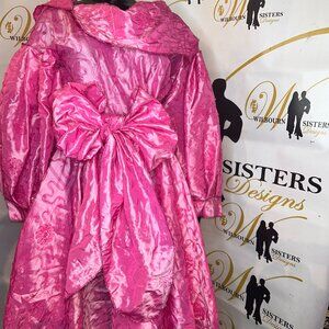 Wilbourn Sisters Design Dress in Pink Satin with Tucks